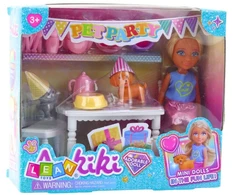 Lean Toys Lėlių ir gyvūnų gimtadienio vakarėlio rinkinys su aksesuarais