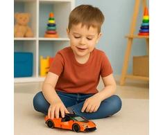 Lean Toys Metalinė sportinė mašina su inercine pavara 1:43 oranžinė