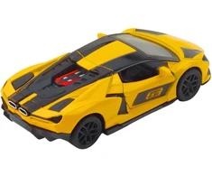 Lean Toys Lenktyninis automobilis metalinis 1:32 geltonas su atidaromomis durimis