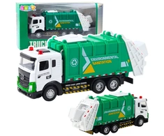 Lean Toys Žaislinis šiukšliavežis su metaline kabina ir šviesomis