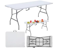 Lean Sulankstomas stalas su rankena 180x74 cm, baltas