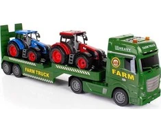 Lean Toys Sunkvežimio priekaba su traktoriais, turinčiais šviesą ir garsą