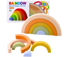 Lean Toys Pastelinės Vaivorykštės kaladėlės, 5 vnt.