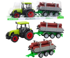Lean Toys Žaislinis žalias traktorius su rąstų priekaba, 47 cm