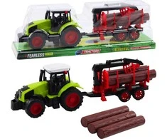 Lean Toys Traktorius su HDS priekaba medienos transportavimui