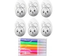 Lean Toys Jajka Velykiniai putplasčio kiaušiniai dažymui su pele, žymekliai, 6 vnt.