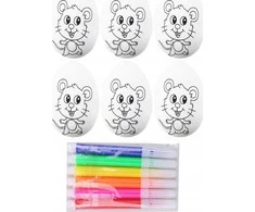 Lean Toys Jajka Velykiniai putplasčio kiaušiniai dažymui su pele, žymekliai, 6 vnt.