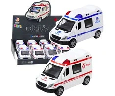 Wóz Policijos automobilis arba greitoji su šviesomis ir garsais, 14x8x7 cm
