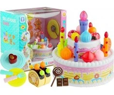 Lean Toys Vaikiškas gimtadienio žaidimų rinkinys su tortu ir švieselėmis