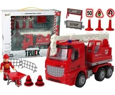 Lean Toys Gaisrinė mašina su priedais, raudona