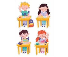 LearnHow Mokyklos dekoracijos - Vaikai suoluose (didelis įrašas)