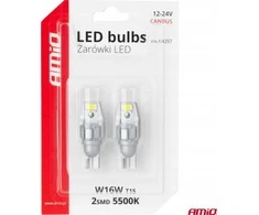 LED lemputės Canbus T15 W16W 2SMD 3570 baltos 12V 24V amio-04257