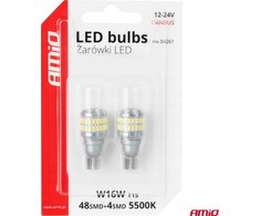 LED lemputės canbus t15 w16w 48smd 4smd 3014 3030 balta 12v 24v amio-04261