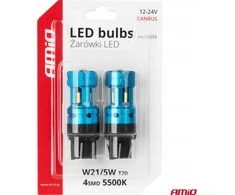 LED lemputės Canbus T20 7443 W21/5W 4SMD 1860 baltos 12V 24V amio-04255