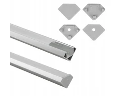 LED profilis R02 kampinis Eco Light EC20624 2m aliuminio baltas + pieniškas gaubtas
