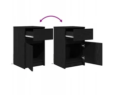 LED naktinis staliukas su spintelėmis 2 pcs juoda ąžuolo