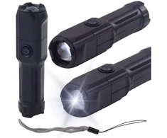 Lean Žibintuvėlis LED su reguliuojamu priartinimu ir USB įkrovimu, 3 šviesos režimai, juodas