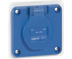 Legrand Kištukinis lizdas su įžeminimu IP44 mėlyna 2P + Z P17 (057671)