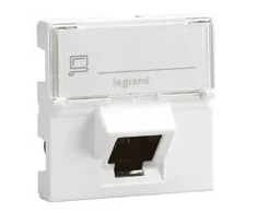 Legrand Mosaic Vienvietė kompiuterinė RJ45 kat.5e UTP lizdas su žymėjimu, balta (076501)