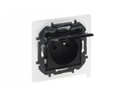 Legrand „Niloe Step“ 2p+ lizdas su IP44, varžtiniais gnybtais, be sklendės, juodas 863535B