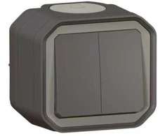 Legrand NAUJAS PLEXO 55 Dvigubas jungiklis/dvigubas mygtukas IP55 n/t 10AX antracito spalvos 069775L