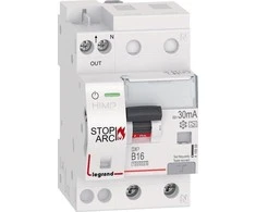 Legrand Gaisro gesinimas detektorius DX3 STOP ARC, integruotas su RCCB 2P 10kA B16 30mA A tipo 415958