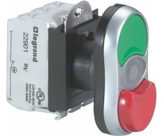 Legrand Dvigubo valdymo mygtukas 22 mm raudonas/žalias 1Z 1R momentinis grįžimas su foniniu apšvietimu (023767)