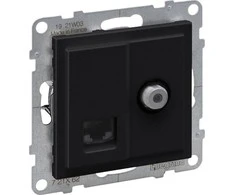 Legrand SUNO TV lizdas (tipas F) 1,5dB + RJ45 kat 6 UTP juoda 721462