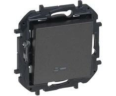 Legrand Step vienpolis jungiklis su apšvietimu 10A, plieno spalvos 863411B