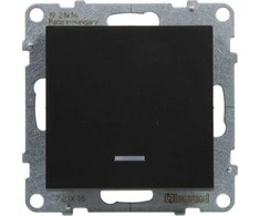 Legrand SUNO laiptų jungiklis su apšvietimu juodas 10AX 250V automatiniai gnybtai 721416