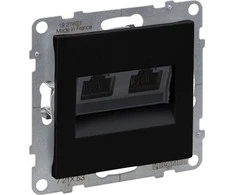 Legrand SUNO PC lizdas dvivietis RJ45 Cat 6 UTP juoda 721453