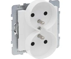 Legrand SUNO Dvigubas lizdas 2x2P+Aliuminis 16A 250V automatiniai gnybtai su sklende 721190