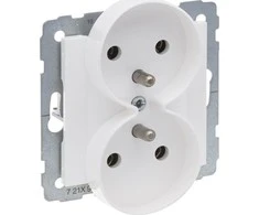 Legrand SUNO Dvivietis lizdas 2x2P + su balta 16A 250V sraigto terminalai 721191