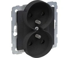 Legrand SUNO Dvivietis lizdas 2x2P + Z juodas 16A 250V sraigto terminalai 721491