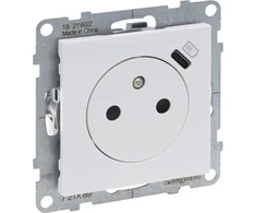 Legrand SUNO - Plokščias lizdas 2P+Z - 16 A - su USB Type-C - 1.5 A - automatiniai gnybtai - su sklende, baltas - Legrand 721189 himp