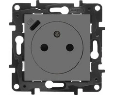 Legrand USB-C įkroviklis su vienu lizdu Niloe Step 863438 lizdas su įžeminimu su sklendėmis C tipo įkroviklis 1,5A plieno