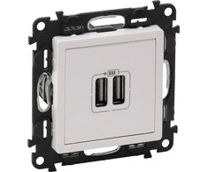 Legrand VĖLESNI VEIKSMAI Įkroviklis su lizdu 2xUSB balta (753112)