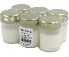 Candela Memorial Candles With Caps 6pcs Baltas