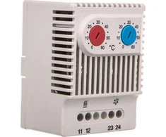 LEIPOLE Dvifunkcis termostatas, skirtas kontroliuoti šildytuvo / ventiliatoriaus NC / NO 230VAC veikimo intervalą nuo 0- 60 laipsnių C 230VAC JWT6012 - JWT6012