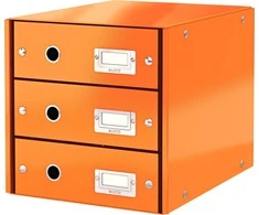 Leitz Konteineris, kabinetas Leitz Spauskite &amp; Parduotuvė su 3 Oranžiniais stalčiais (10K268L)