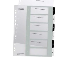 Leitz PP skirstytuvai Leitz Wow A4 Maxi A4 1-6 (spausdinimui) balta ir-juoda -