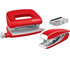 Leitz Stapler Stapler + Hole Puncher Mini NeXXt WOW raudona
