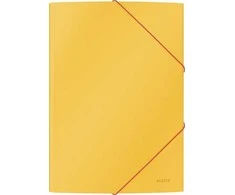 Aplankas dokumentams Leitz Cosy, A4, 3 atvartai, kartoninis, Soft Touch, šiltai geltonos spalvos