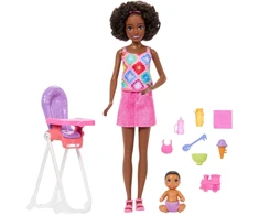 Mattel Barbie Babysitter Skipper lėlės rinkinys su kūdikiu ir maitinimo kėdute