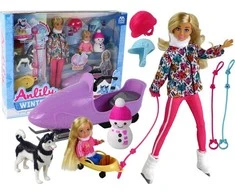 Lean Toys Lėlė Anlily su žiemos sporto priedais