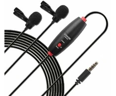 LensGo Dvigubas Mikrofonas 2x Dinaminis Lavalier Lavalier Mikrofonas Mini Jack 3,5mm Lensgo / Lym-dm1 Dual