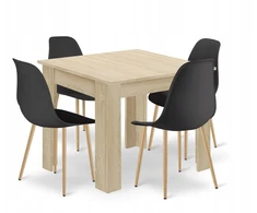 Lauko baldų komplektas Valora Baldų komplektas su 4 kėdėmis, ąžuolo sonomos ir juodos spalvos, 80 × 80 × 75 cm