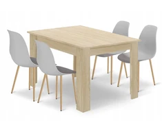 Lauko baldų komplektas Leobert Baldų komplektas su 4 kėdėmis, ąžuolo sonoma ir pilkas, 120 × 80 × 75 cm