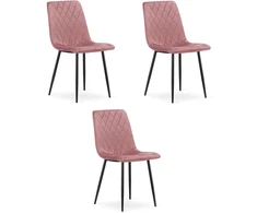 Leobert Rožinė TURIN aksominė kėdė, žavingo stiliaus, elegantiška, 3 vnt.