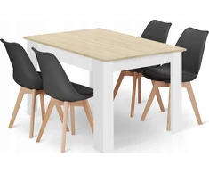 Lauko baldų komplektas Leobert Stalo ir 4 kėdžių komplektas, ąžuolo ir juodos spalvos, 120 × 80 × 75 cm